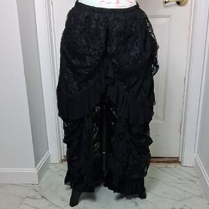 Spirit Black Lace Ruffle High-Low Skirt